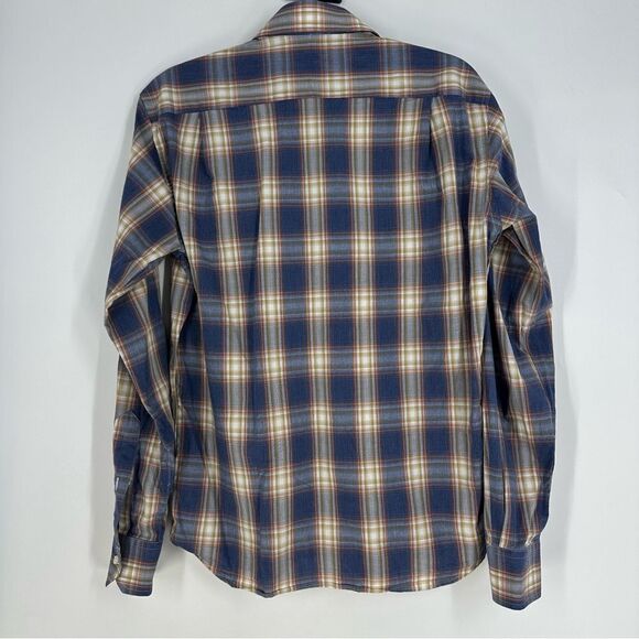 EXECUTIVE COLLECTION BY Tom James Navy Orange Plaid Long-sleeve Button Down Sz M - Picture 4 of 4